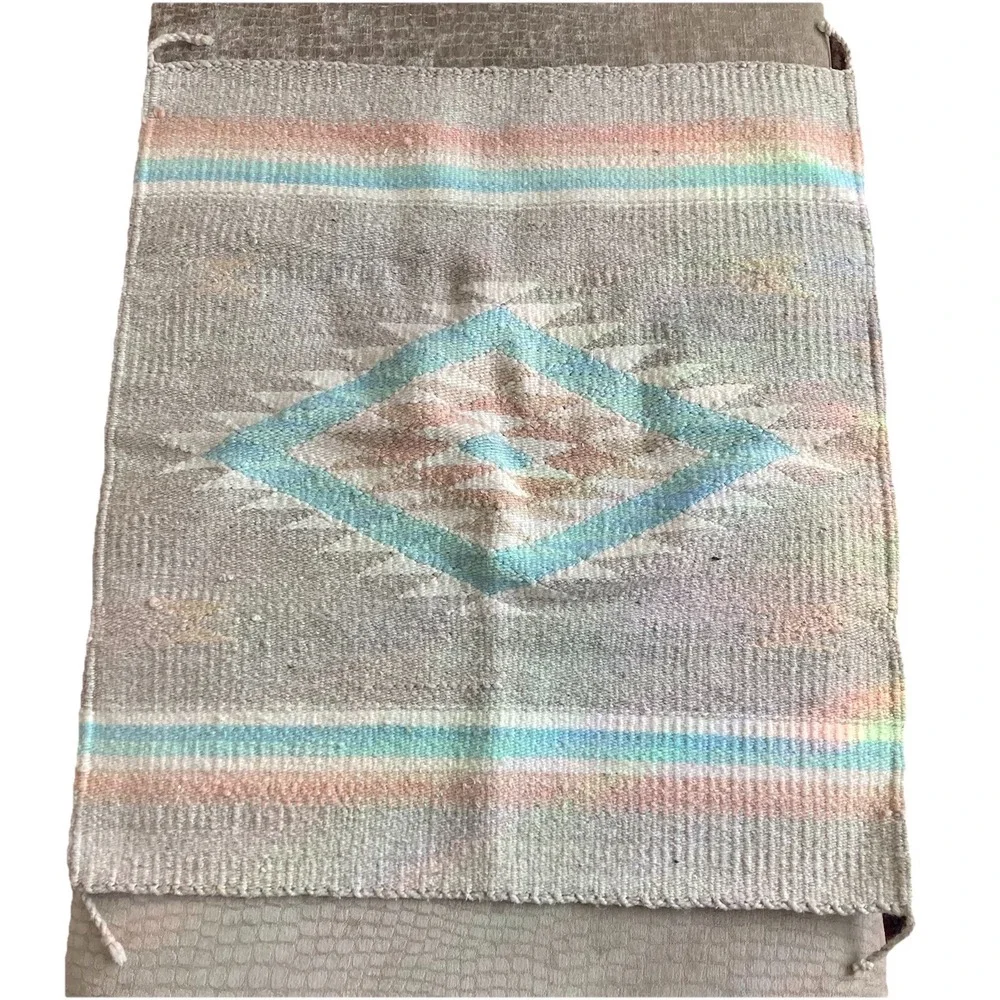 Handmade Southwestern Aztec 100% Wool Rug Serape 31